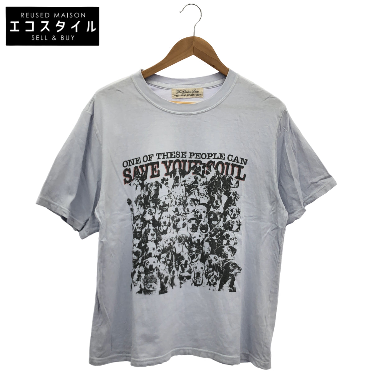 REMI RELIEF レミレリーフ 【×HUG O WaR】BE-566 ブルー DOG LEGENDS SAVE YOUR SOUL プリントTシャツ トップス