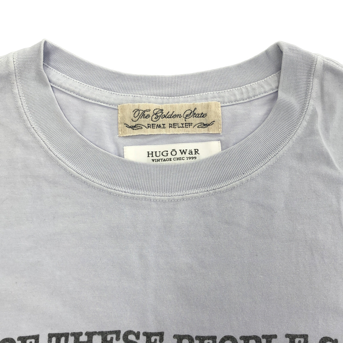 REMI RELIEF レミレリーフ 【×HUG O WaR】BE-566 ブルー DOG LEGENDS SAVE YOUR SOUL プリントTシャツ トップス