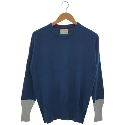 MAISON CARREE メゾンカレ MC-YK-001 ブルー×グレー カシミヤ100 バイカラークルーネックニット トップス