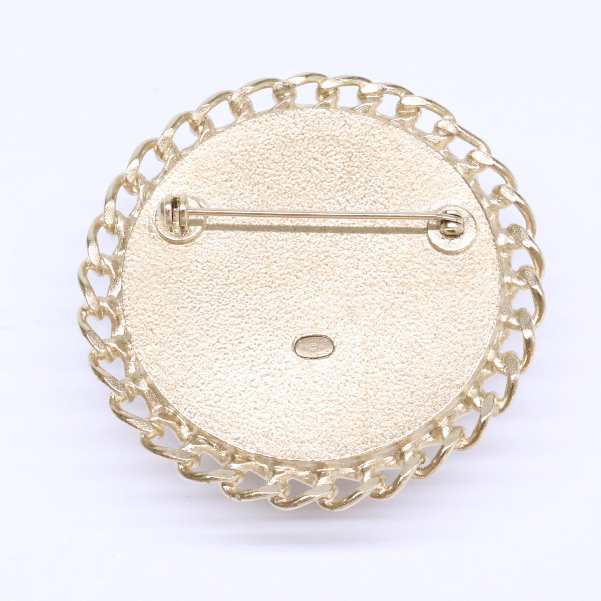 CHANEL シャネル 美品 A15S グリポア/パール/ツイード ココマーク ラウンド ブローチ