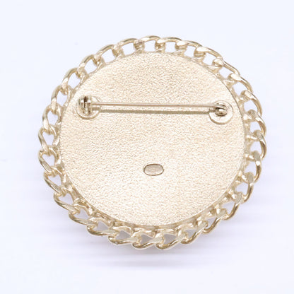 CHANEL シャネル 美品 A15S グリポア/パール/ツイード ココマーク ラウンド ブローチ