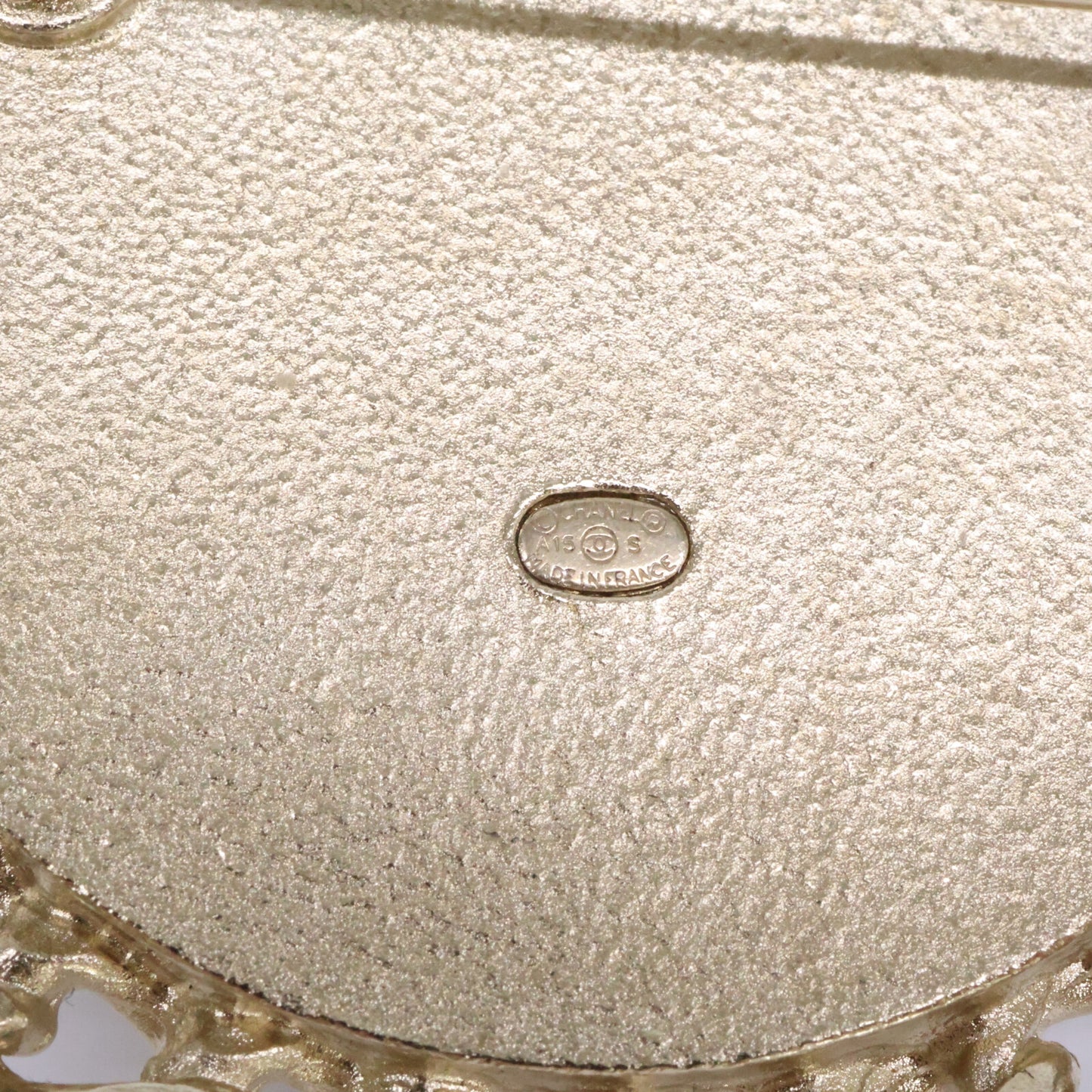 CHANEL シャネル 美品 A15S グリポア/パール/ツイード ココマーク ラウンド ブローチ