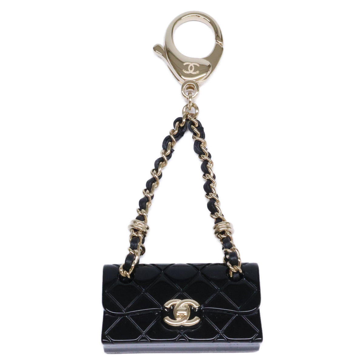 CHANEL シャネル 新品同様 B23C ABA121 GP/レザー/レジン ココマーク マトラッセチェーンバッグモチーフ バッグチャーム/ キーホルダー