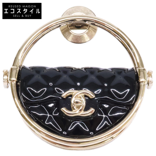 CHANEL シャネル 美品 B23C AB9851 ココマーク マトラッセバッグモチーフ フープラペルピン ブローチ