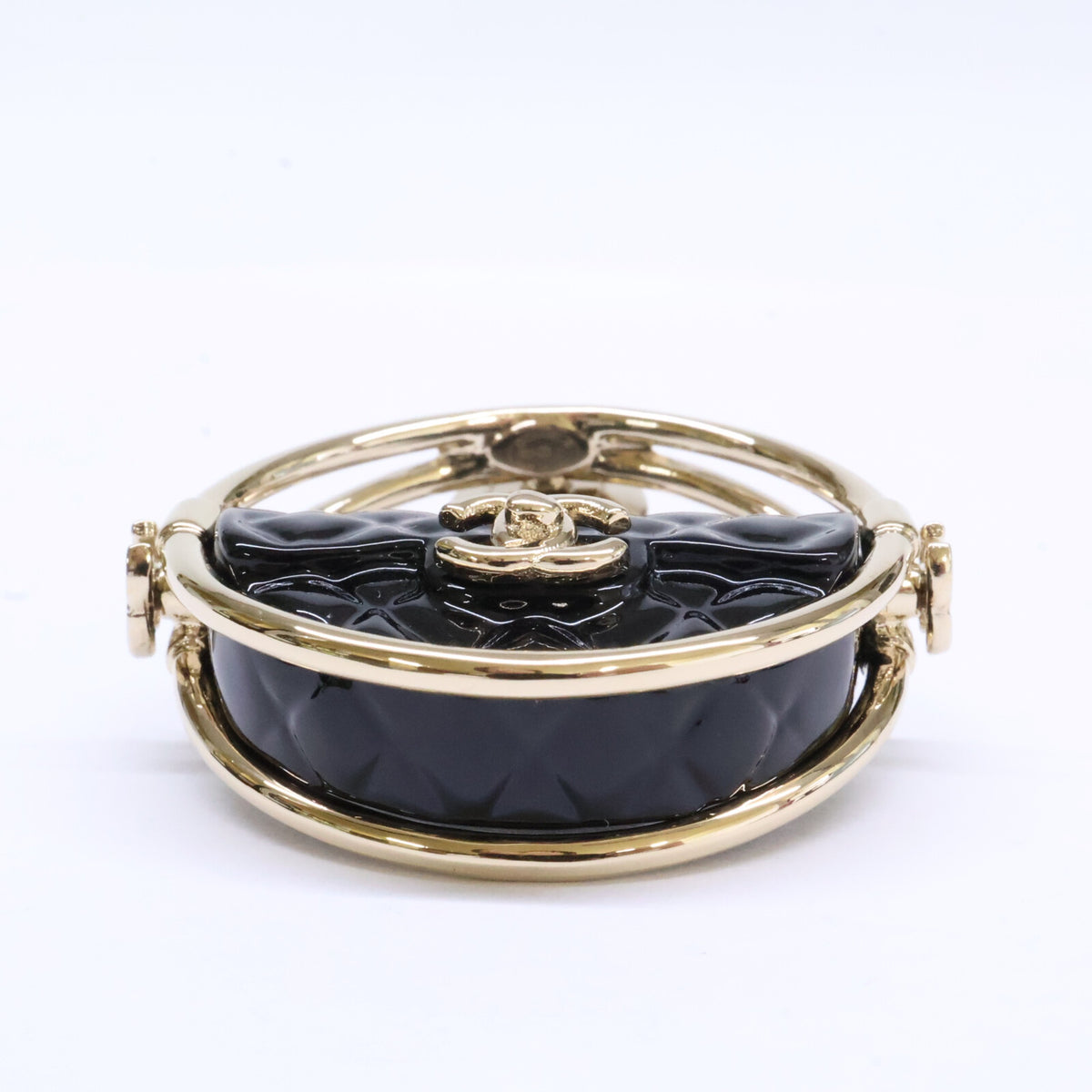 CHANEL シャネル 美品 B23C AB9851 ココマーク マトラッセバッグモチーフ フープラペルピン ブローチ