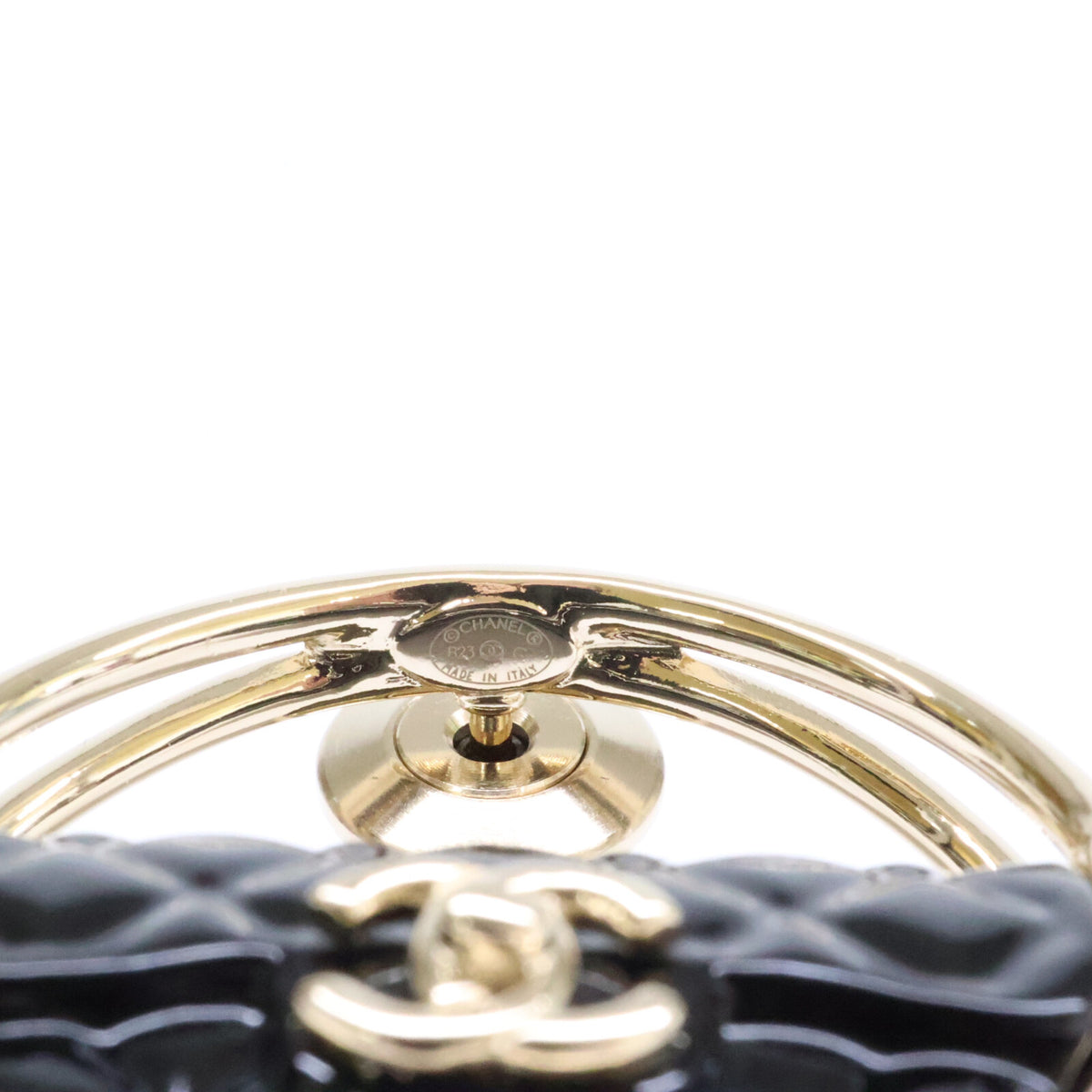 CHANEL シャネル 美品 B23C AB9851 ココマーク マトラッセバッグモチーフ フープラペルピン ブローチ