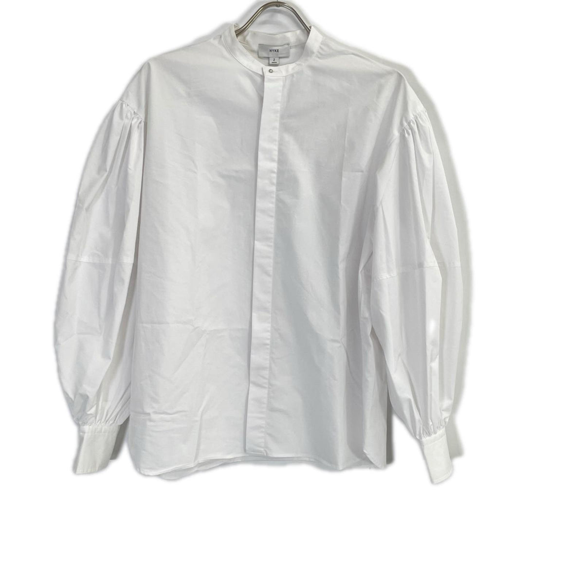 HYKE ハイク 242-15228 ホワイト コットン混 BALLOON SLEEVE BLOUSE/バルーンスリーブブラウス トップス