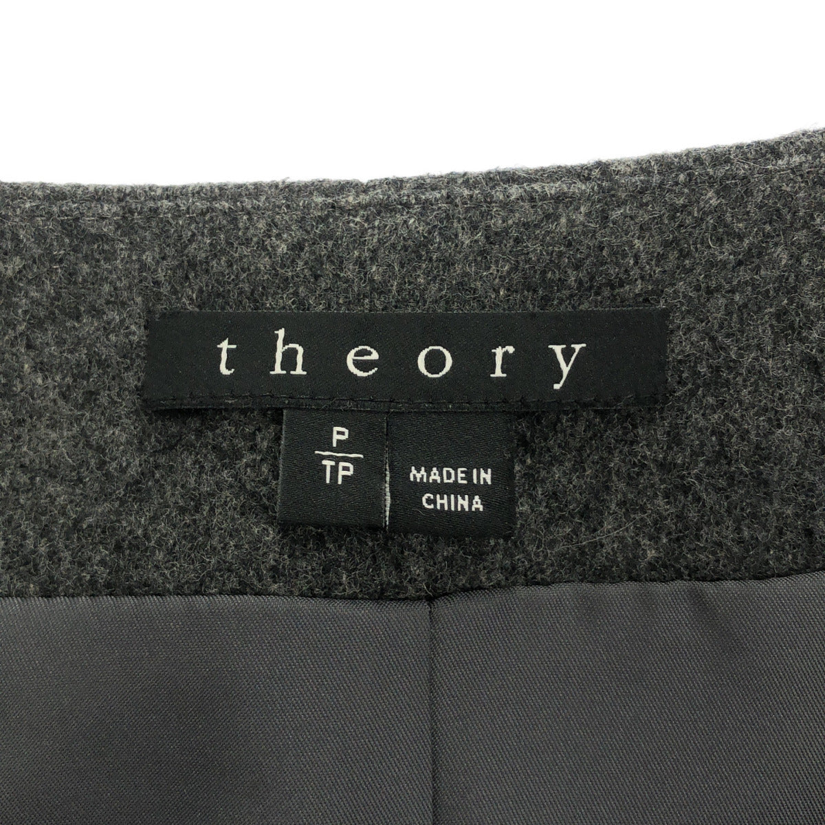 Theory セオリー 01-5309613 グレー ウール リブニットスリーブロングコート トップス
