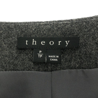 Theory セオリー 01-5309613 グレー ウール リブニットスリーブロングコート トップス