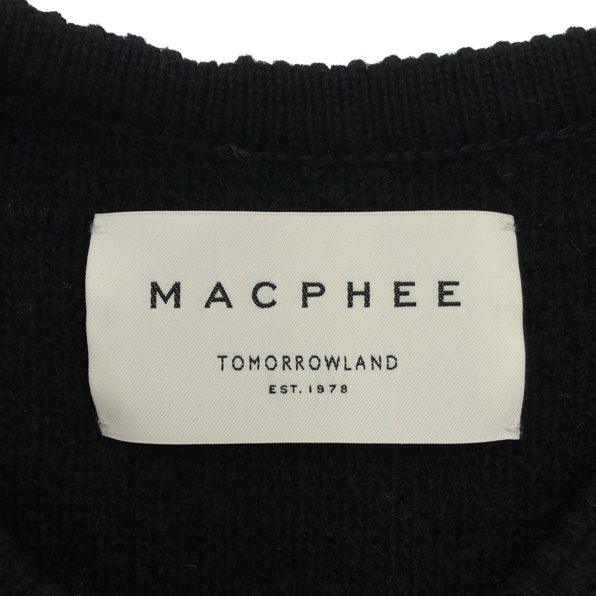 MACPHEE マカフィー ブラック ムートン クルーネックカーディガン トップス