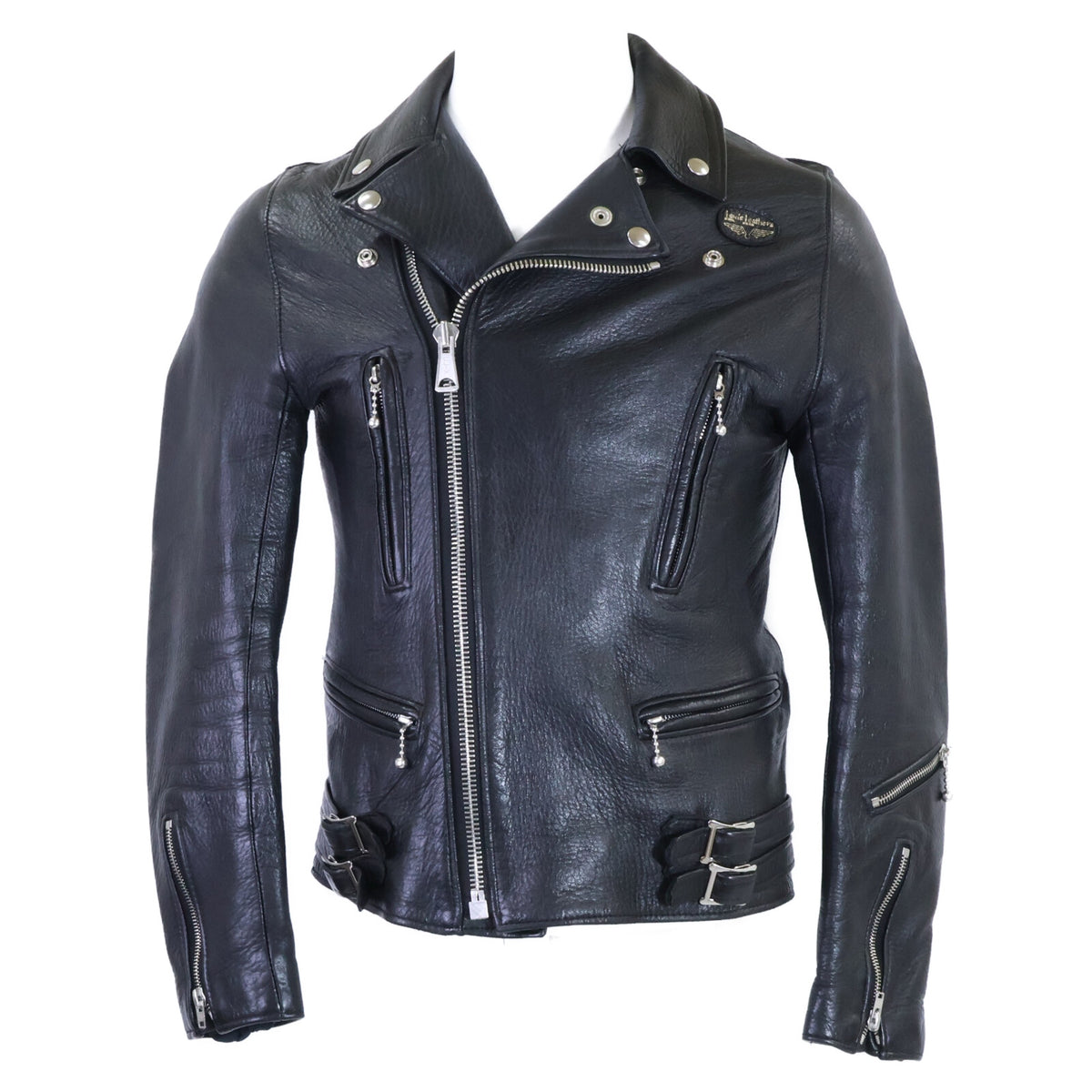 Lewis Leathers ルイスレザー The Real McCoy's別注 LIGHTNING/ライトニング ディアスキン/ブラックナイロン オーバルパッチ ブラックジップ ダブルライダースシジャケット ジャケット