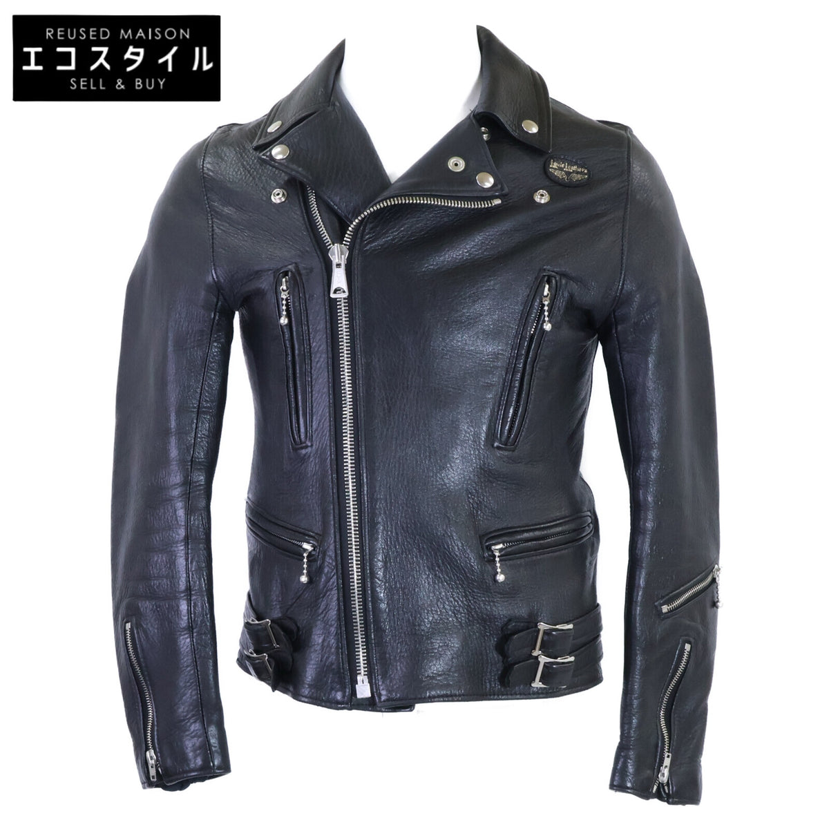 Lewis Leathers ルイスレザー The Real McCoy's別注 LIGHTNING/ライトニング ディアスキン/ブラックナイロン オーバルパッチ ブラックジップ ダブルライダースシジャケット ジャケット