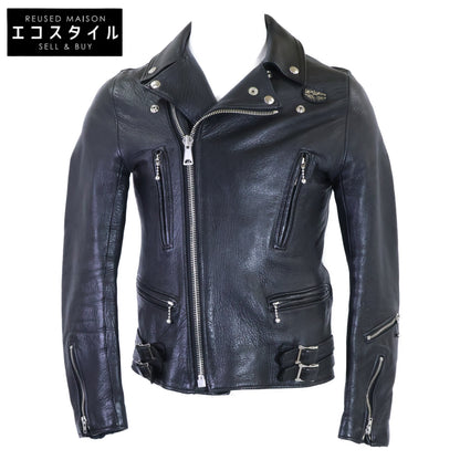 Lewis Leathers ルイスレザー The Real McCoy's別注 LIGHTNING/ライトニング ディアスキン/ブラックナイロン オーバルパッチ ブラックジップ ダブルライダースシジャケット ジャケット