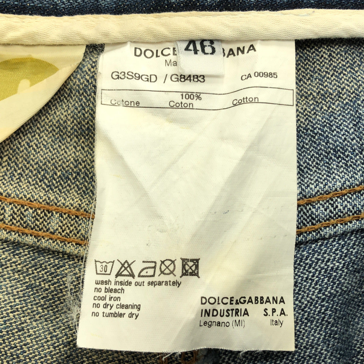DOLCE&GABBANA ドルチェアンドガッバーナ G3S9GD/G8483 ブルー コットン メタルロゴ ジップフライ ストレートデニムパンツ ボトムス
