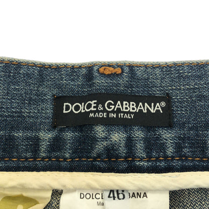 DOLCE&GABBANA ドルチェアンドガッバーナ G3S9GD/G8483 ブルー コットン メタルロゴ ジップフライ ストレートデニムパンツ ボトムス
