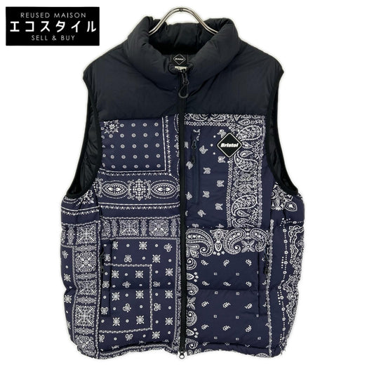 F.C.Real Bristol エフシーリアルブリストル FCRB-222043 22AW ネイビー DOWN VEST ペイズリー柄ダウンベスト ベスト