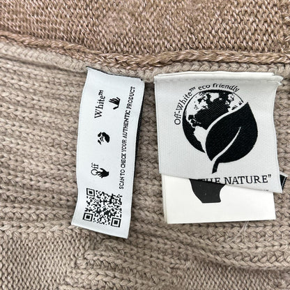 OFF-WHITE オフホワイト ピンク×ベージュ サイドスリットニットカーディガン トップス
