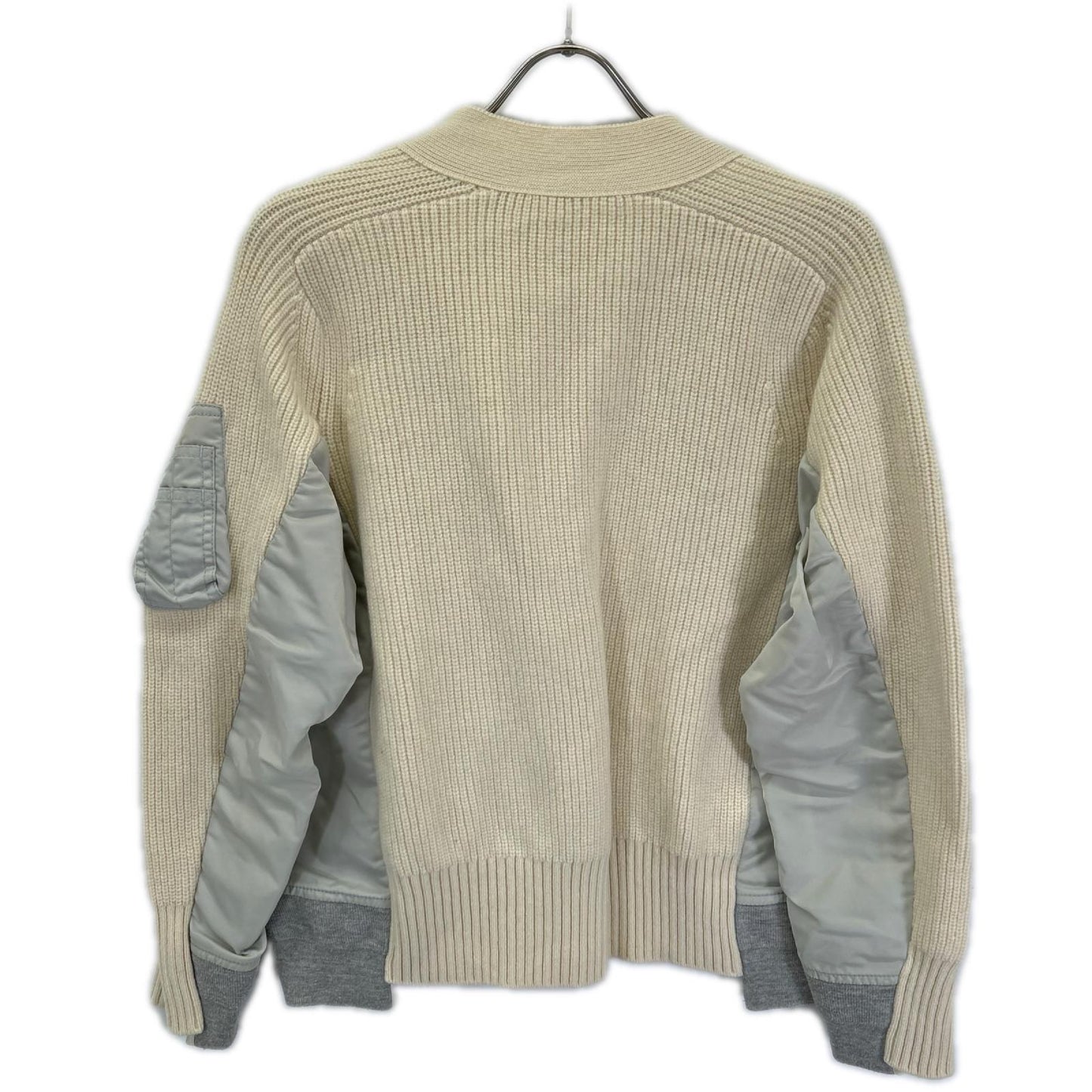sacai サカイ SCW-064 22AW ベージュ Wool Knit x Nylon Twill Cardigan 切替ニットカーディガン ジャケット