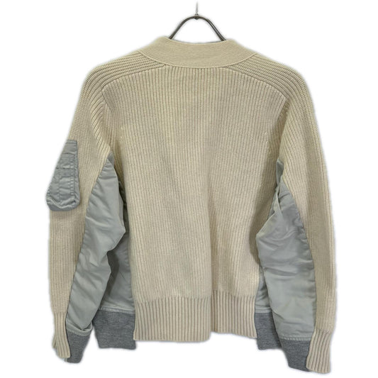 sacai サカイ SCW-064 22AW ベージュ Wool Knit x Nylon Twill Cardigan 切替ニットカーディガン ジャケット