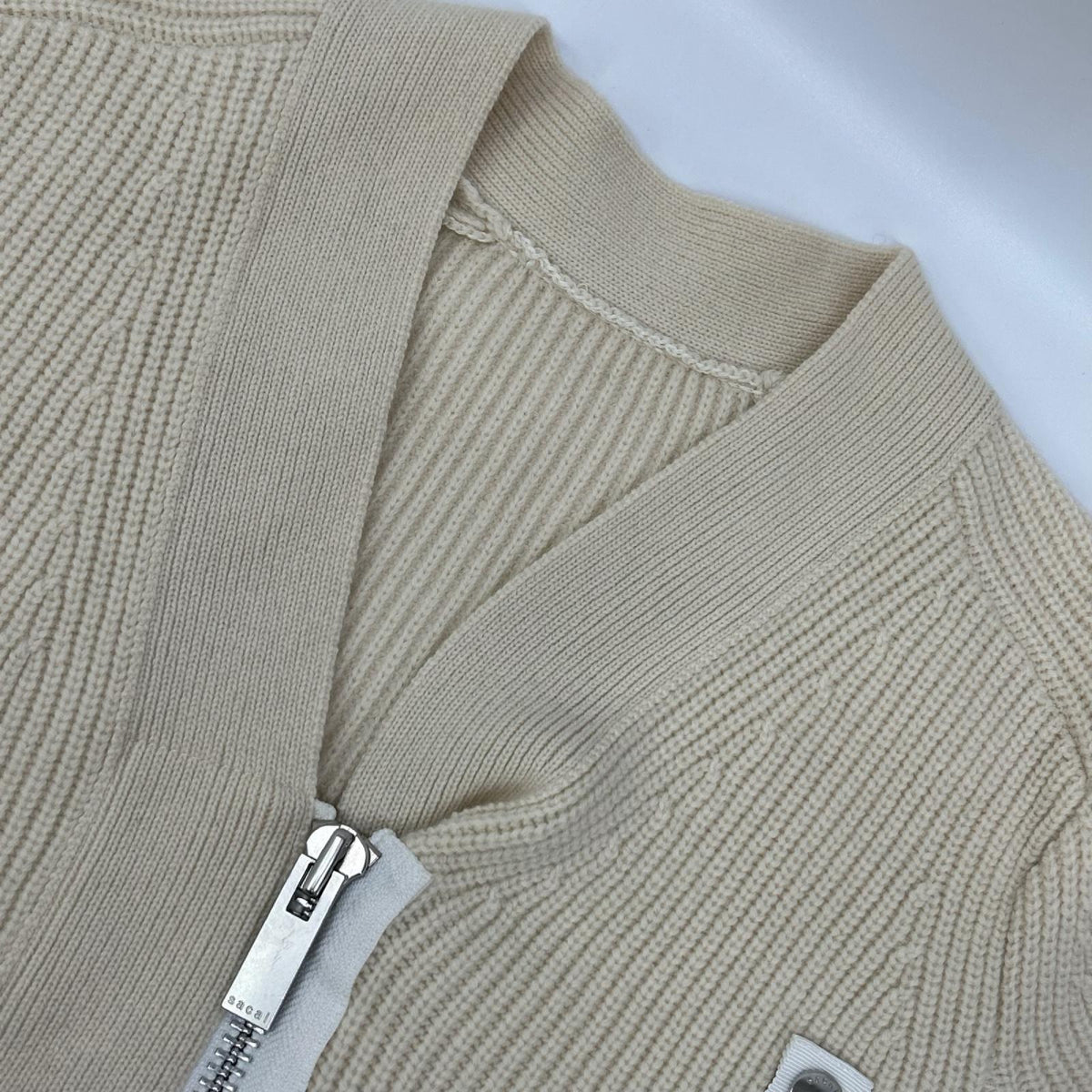 sacai サカイ SCW-064 22AW ベージュ Wool Knit x Nylon Twill Cardigan 切替ニットカーディガン ジャケット