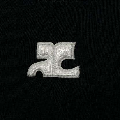 COURREGES クレージュ ブラック ロゴ刺繍 ノースリーブトップス トップス