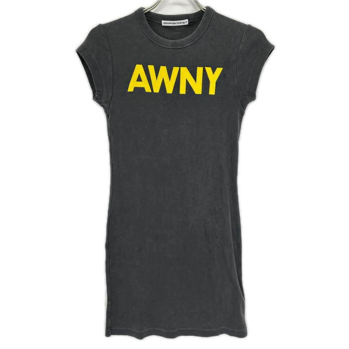 ALEXANDER WANG アレキサンダーワン 4CC2256302 チャコール AWNY レタリンググラフィック 半袖ワンピース ワンピース