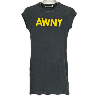 ALEXANDER WANG アレキサンダーワン 4CC2256302 チャコール AWNY レタリンググラフィック 半袖ワンピース ワンピース