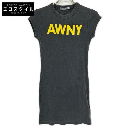 ALEXANDER WANG アレキサンダーワン 4CC2256302 チャコール AWNY レタリンググラフィック 半袖ワンピース ワンピース