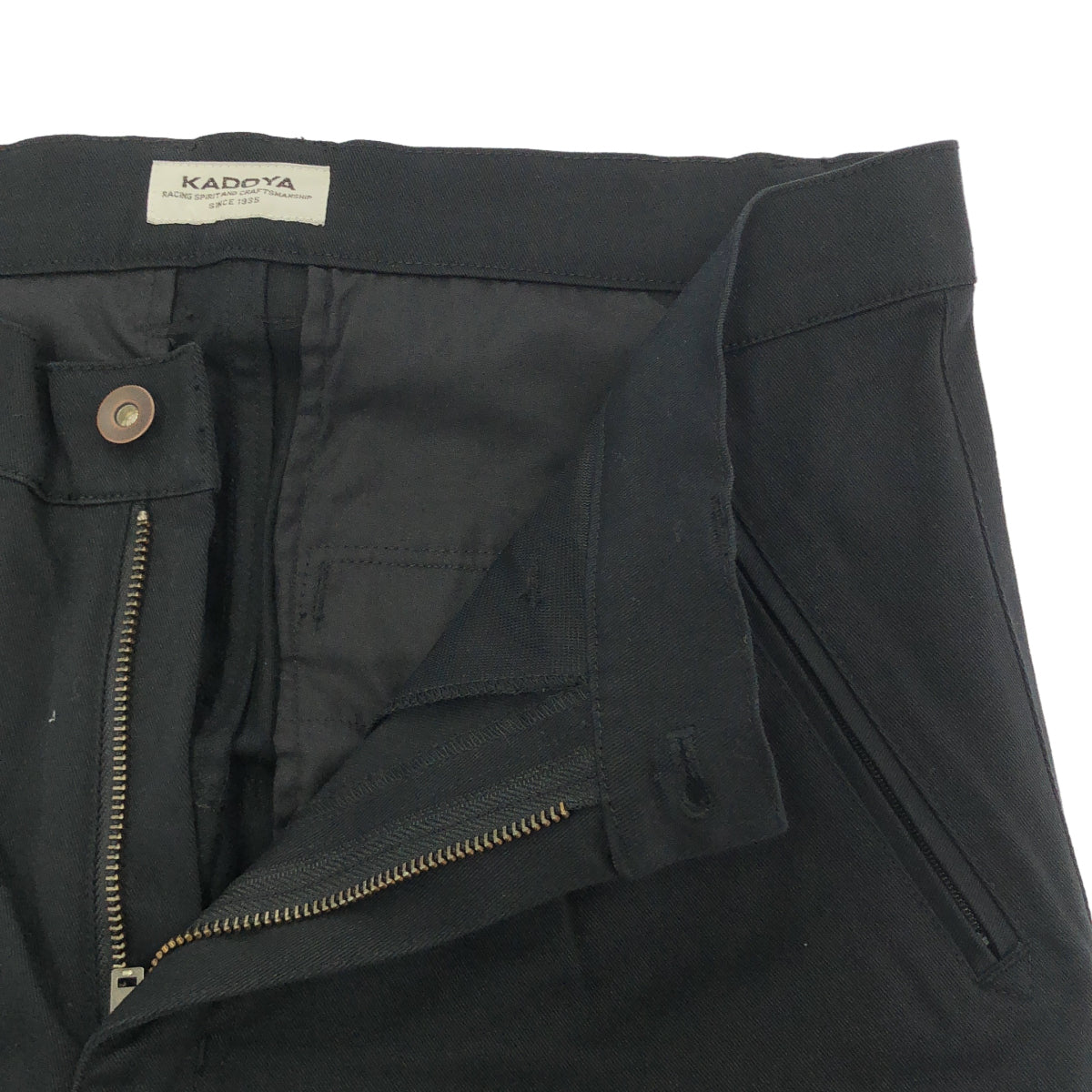 KADOYA カドヤ ブラック CORSA SLIM CHINO-LD/ホワイトロゴパッチ チノパンツ ボトムス