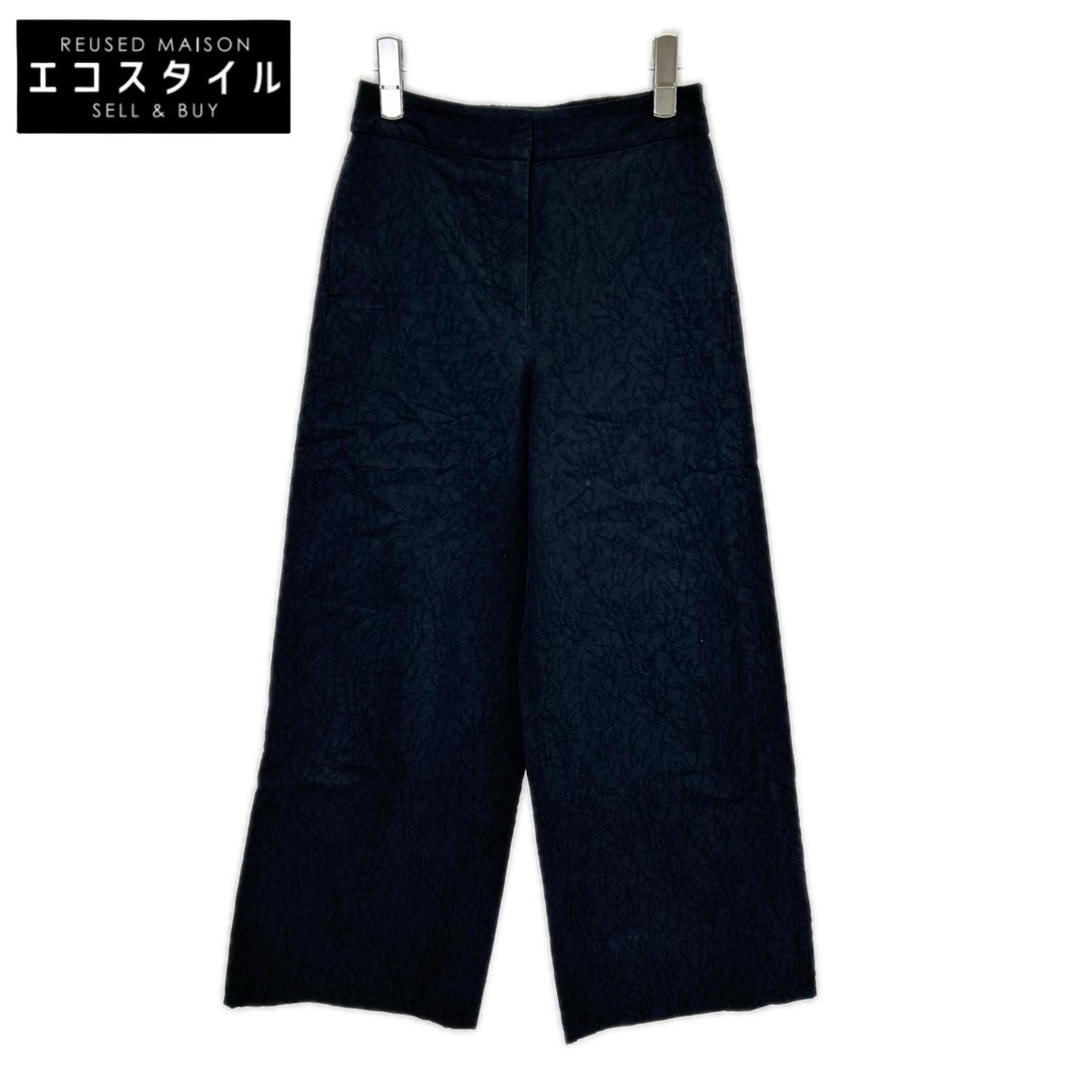 theory luxe セオリーリュクス 26SS 03-6206405 ブラック コットン 刺繍デザイン ワイドパンツ ボトムス