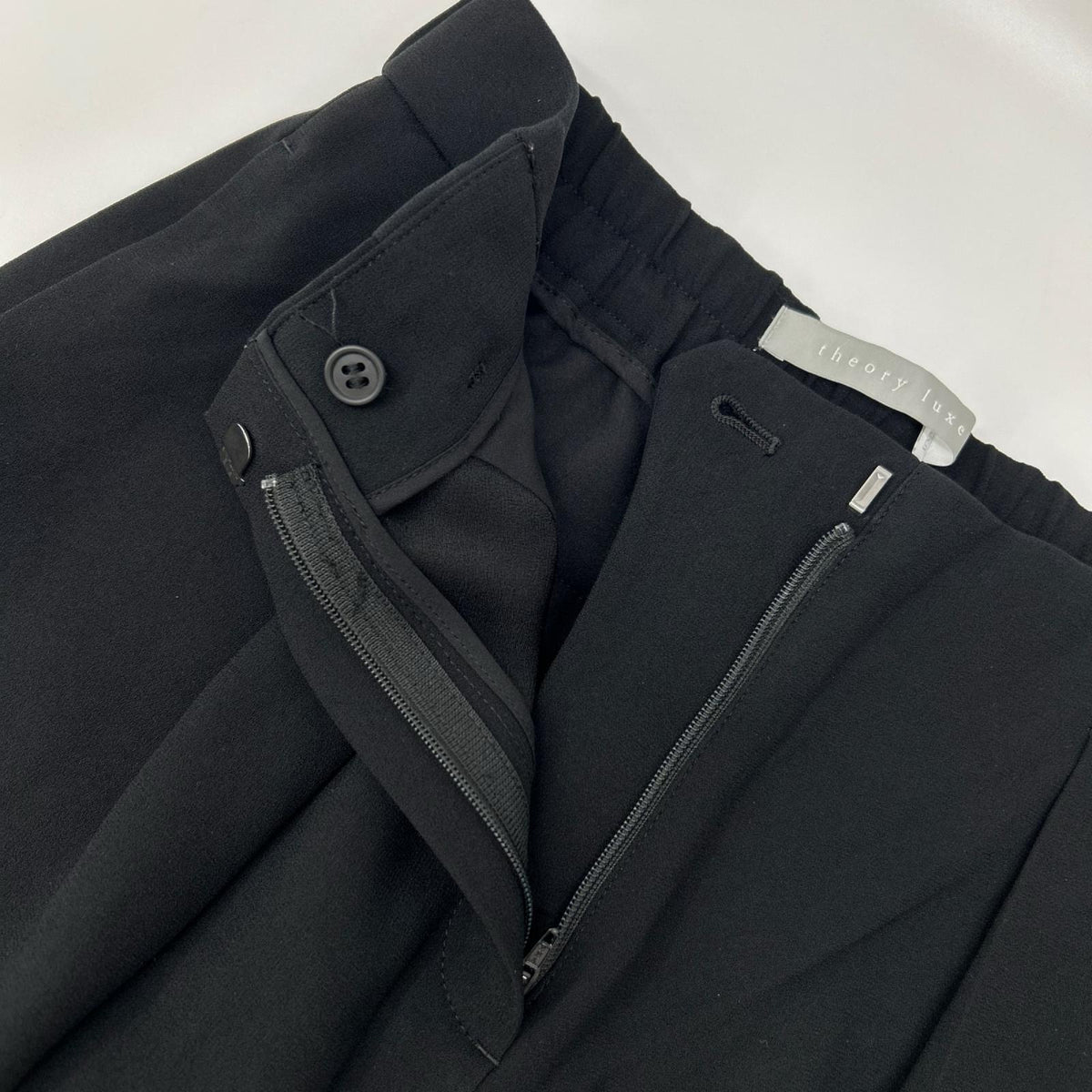 theory luxe セオリーリュクス 26SS 03-6106440 ブラック トリアセテート ゴムウエスト ワイドパンツ ボトムス