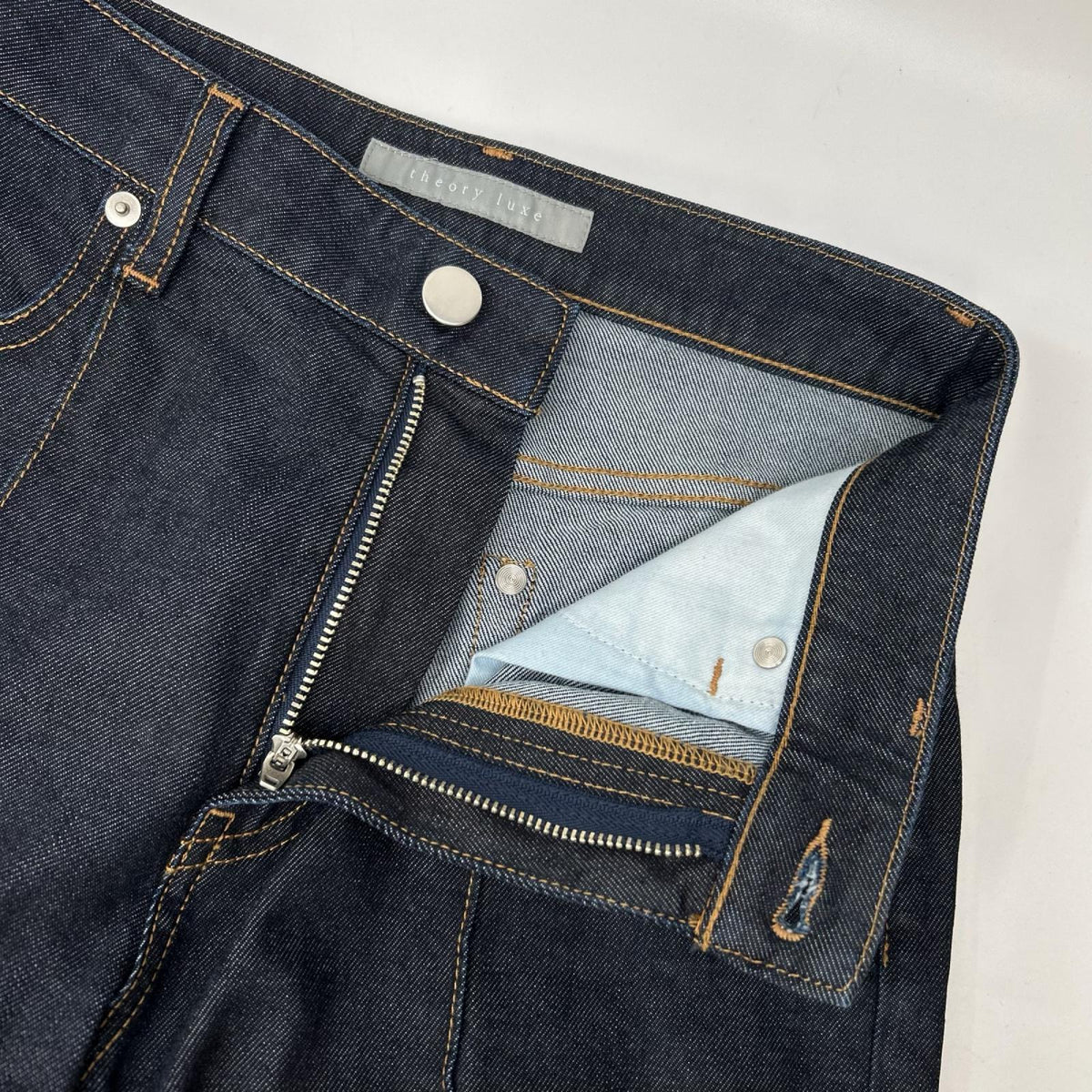 theory luxe セオリーリュクス 25AW 03-5306455 インディゴ コットン混 センターシーム サキソニーデニムパンツ ボトムス