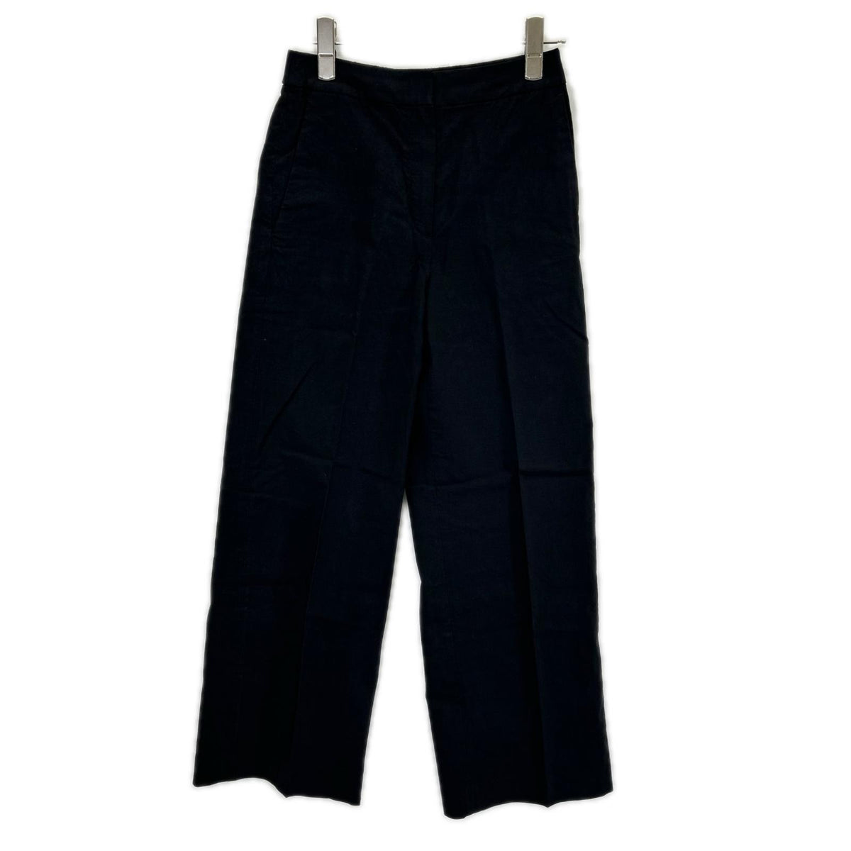 theory luxe セオリーリュクス 25SS 03-5206401 ブラック リネン混 センタープレス ワイドストレートパンツ ボトムス