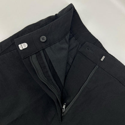 theory luxe セオリーリュクス 25SS 03-5206401 ブラック リネン混 センタープレス ワイドストレートパンツ ボトムス