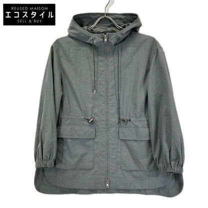 theory luxe セオリーリュクス 03-3309639 グレー ナイロン ドローストリング サイドスリット ジップアップフーディ ジャケット