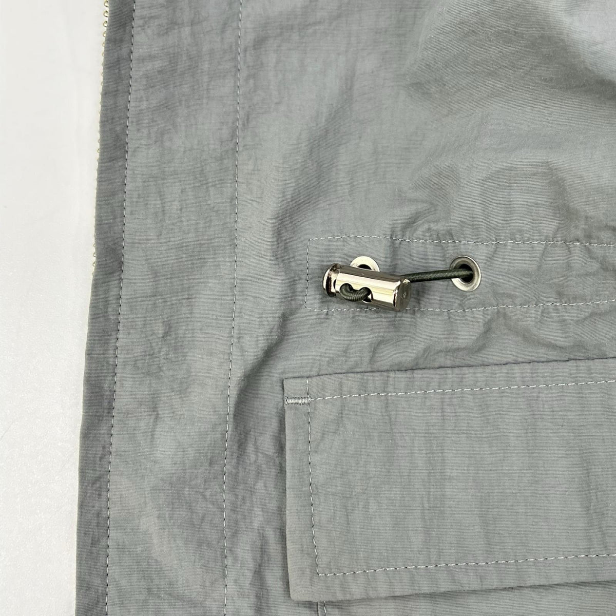 theory luxe セオリーリュクス 03-3309639 グレー ナイロン ドローストリング サイドスリット ジップアップフーディ ジャケット