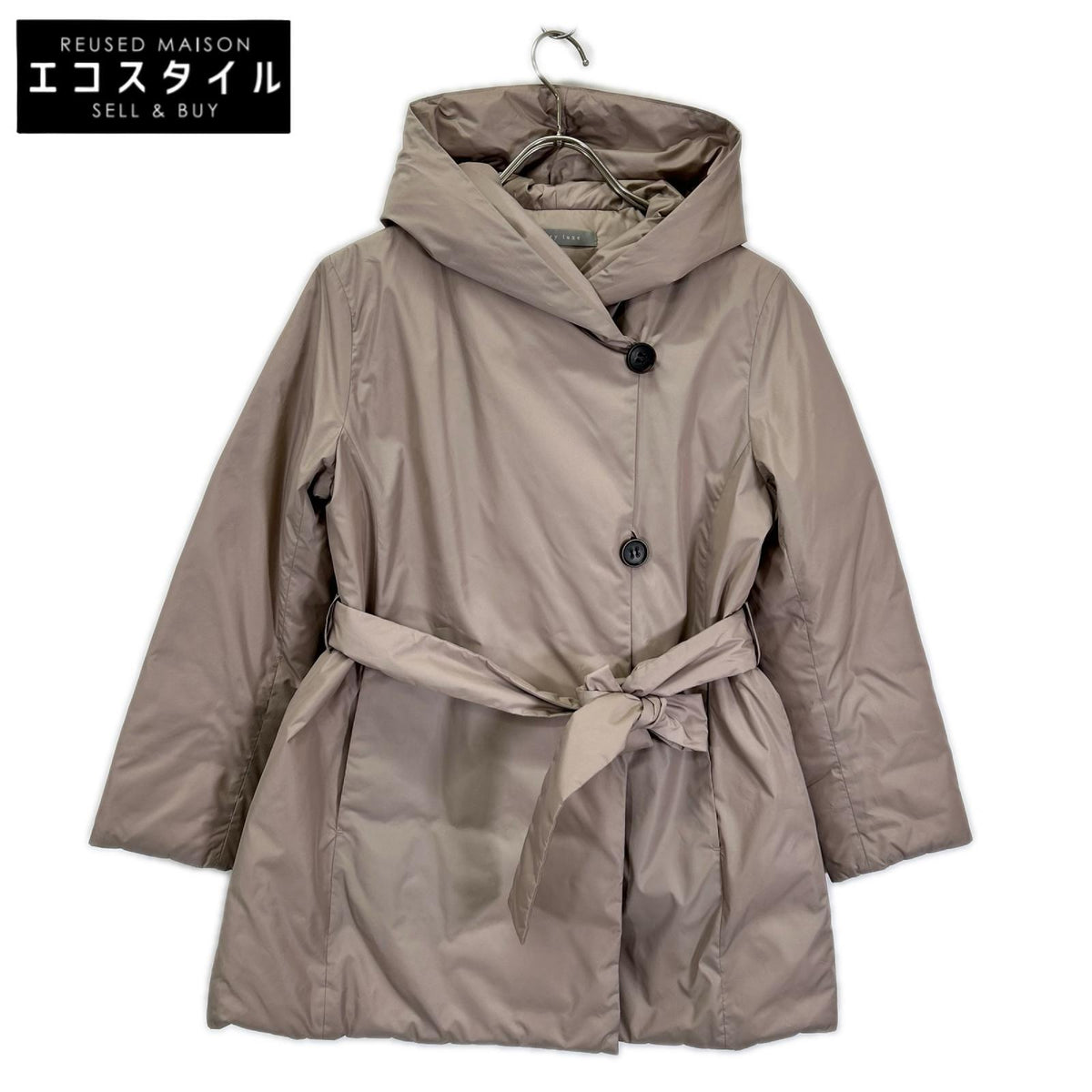theory luxe セオリーリュクス 03-3409631 グレー ナイロン ベルテッド DANNY BLASTER フーディダウンコート コート