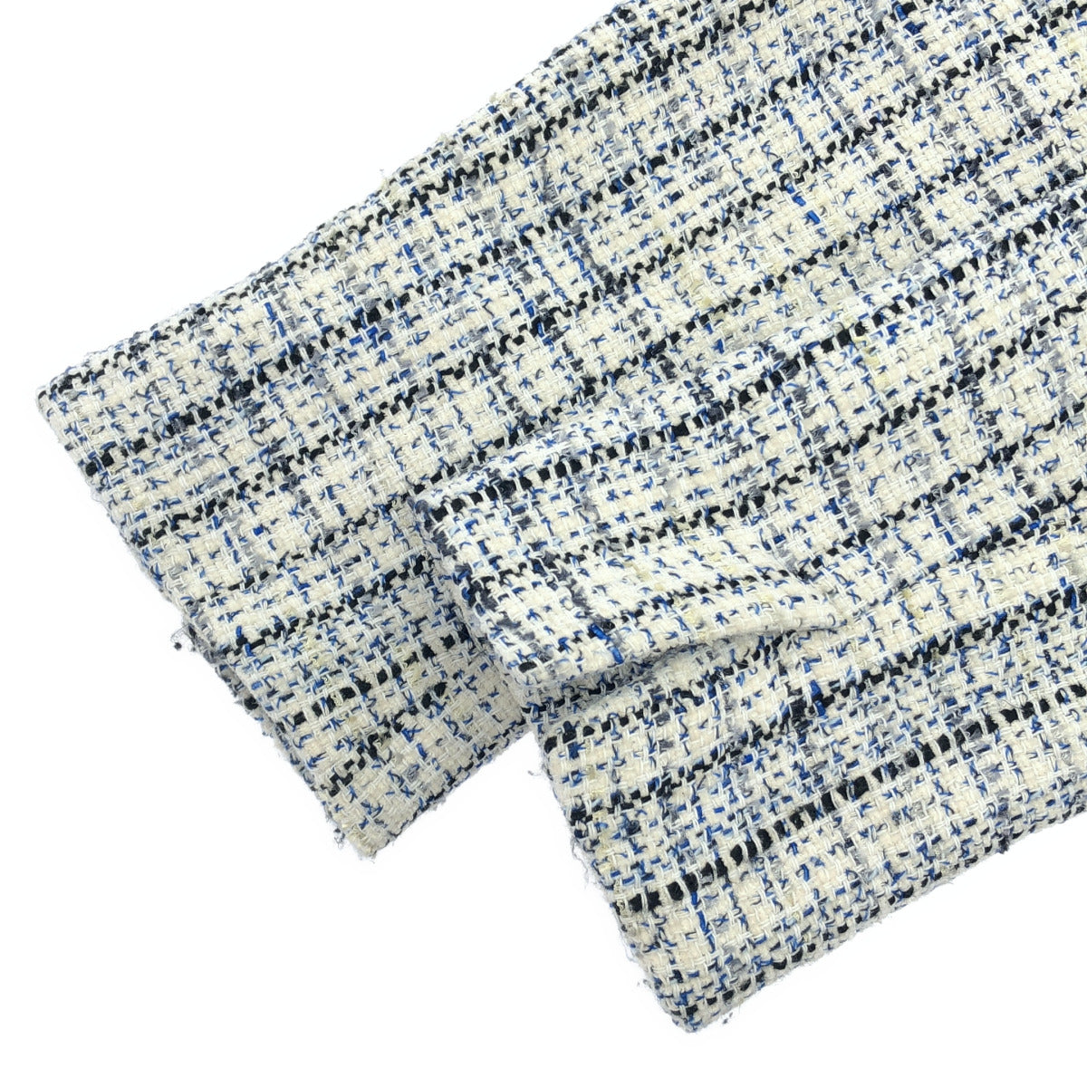 theory luxe セオリーリュクス 03-3104108 ホワイト×ブルー コットン混 ノーカラーツイードジャケット トップス