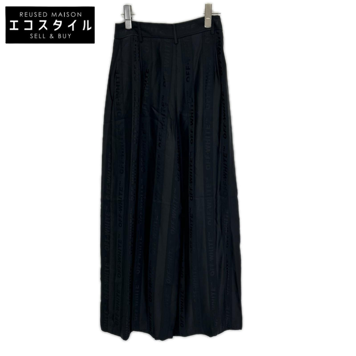 OFF-WHITE オフホワイト OWCA078R19C85057 ブラック ロゴストライプ ワイドパンツ ボトムス