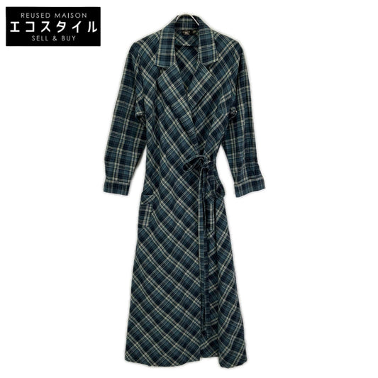 RRL ダブルアールエル 282950265001 ブルー チェック柄 ロングスリーブ ラップドレス ワンピース ワンピース