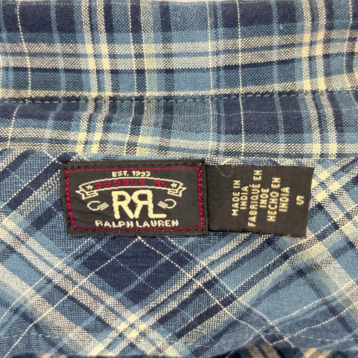 RRL ダブルアールエル 282950265001 ブルー チェック柄 ロングスリーブ ラップドレス ワンピース ワンピース
