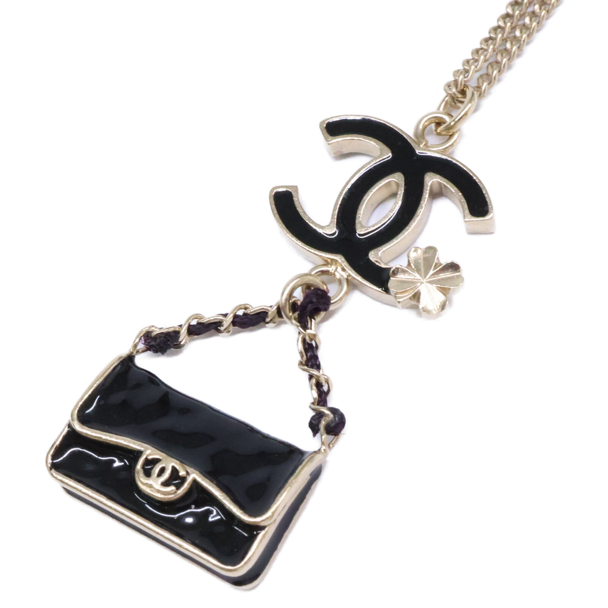 CHANEL シャネル 美品 B12A マトラッセバッグ/クローバー＆ココマークモチーフ ロングチェーン ネックレス
