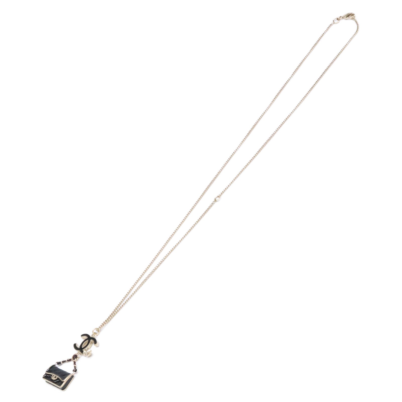 CHANEL シャネル 美品 B12A マトラッセバッグ/クローバー＆ココマークモチーフ ロングチェーン ネックレス