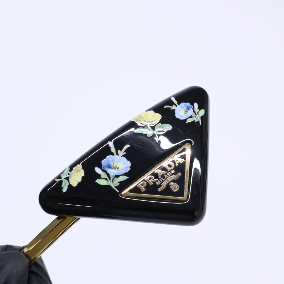PRADA プラダ 【美品】1IF198 2C4C F0J0G トライアングルロゴ フラワー ヘアピン ヘアアクセサリー