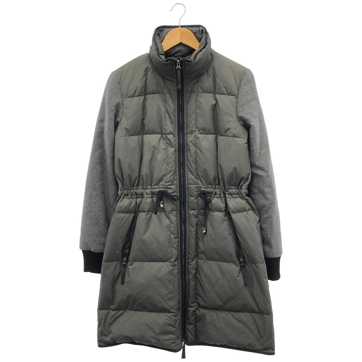 SPORTMAX CODE スポーツマックスコード チャコール ナイロン×ウール リブ フルジップ ダウンジャケット トップス