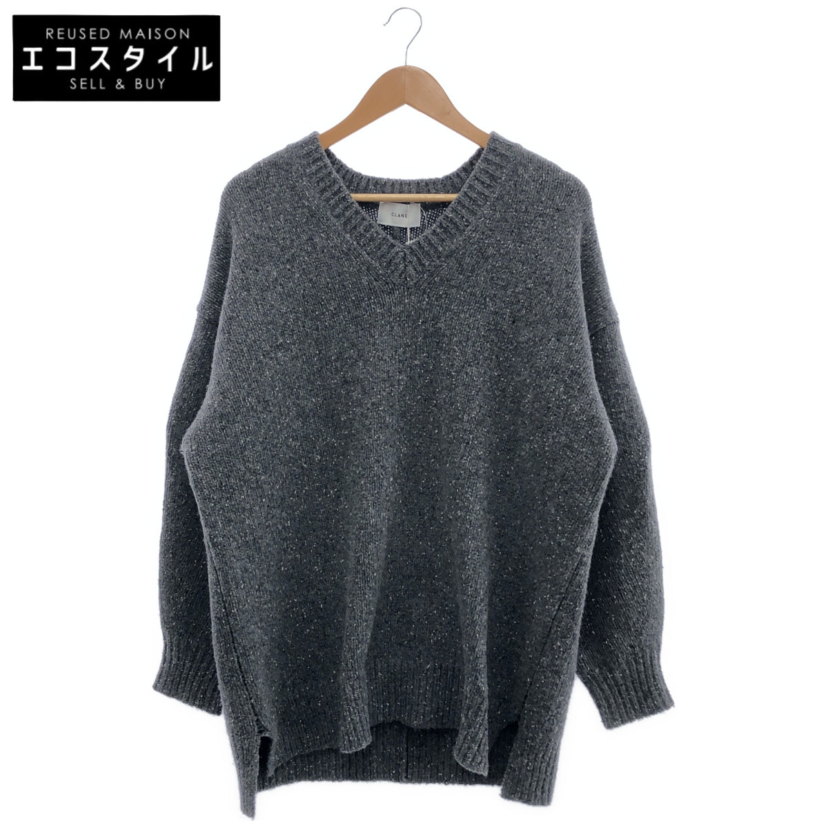 CLANE クラネ 15106-2112 グレー OVER V NECK KNIT TOPS トップス