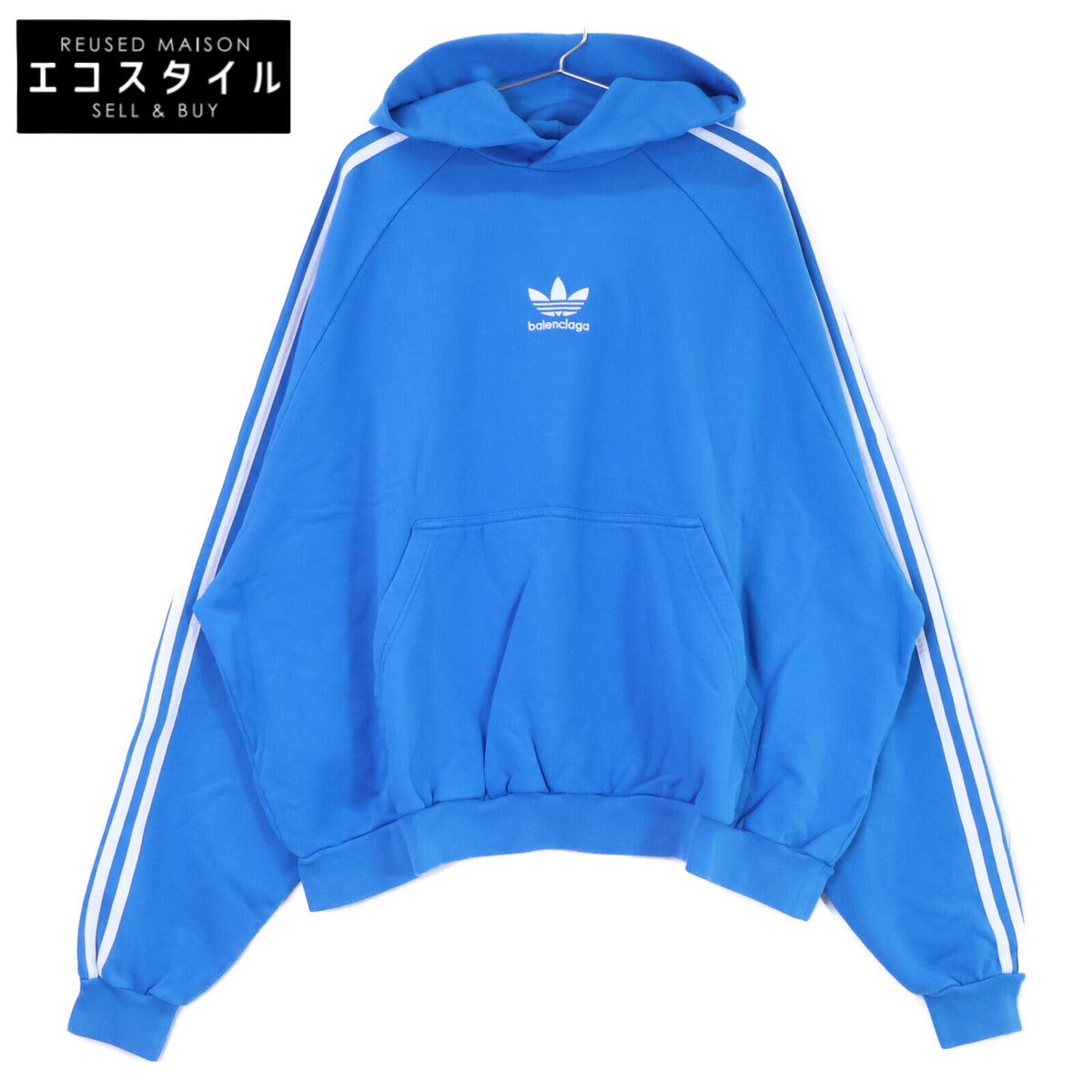 BALENCIAGA バレンシアガ ｘadidasアディダス【新品同様/国内正規】729322 Large Fit Hoodie ロゴ刺繍 プルオーバー パーカー トップス