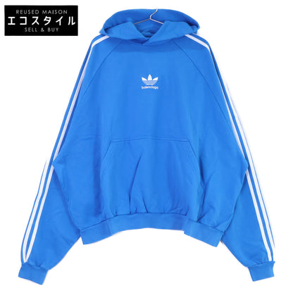 BALENCIAGA バレンシアガ ｘadidasアディダス【新品同様/国内正規】729322 Large Fit Hoodie ロゴ刺繍 プルオーバー パーカー トップス
