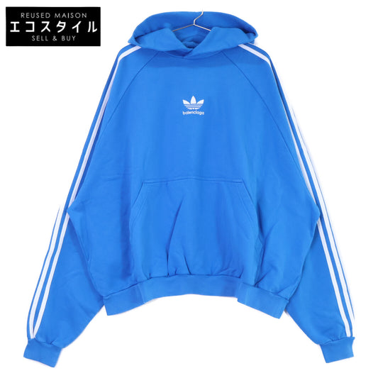 BALENCIAGA バレンシアガ ｘadidasアディダス【新品同様/国内正規】729322 Large Fit Hoodie ロゴ刺繍 プルオーバー パーカー トップス