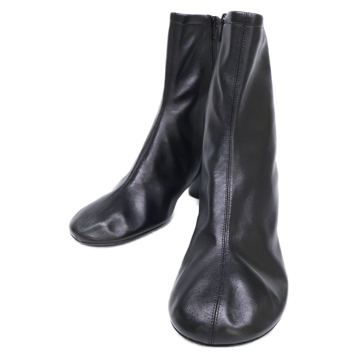 BALENCIAGA バレンシアガ 【新品同様】753603 レザー ラウンドトゥ ヒール ショートブーツ シューズ